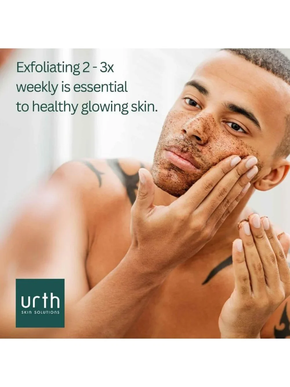 Men's Exfoliating Face Scrub with Green Tea & Rice, Deep Cleansing, Smooths Skin